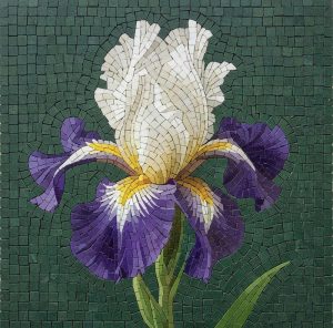 Elegant Purple and White Iris Mosaic Art