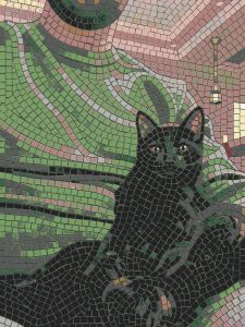 Elegant Black Cat Mosaic Art – 60×80 cm