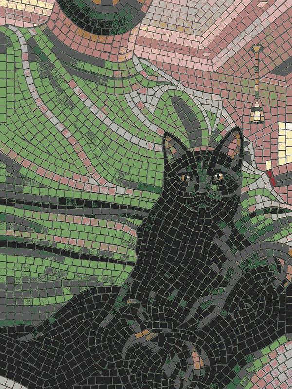 Elegant Black Cat Mosaic Art - 60x80 cm