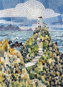 Мозаика «Маяк на скале» — прибрежный пейзаж