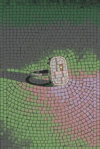 Abstract Green and Grey Mosaic Art