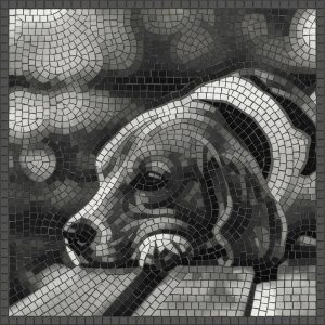 Мозаичный портрет собаки в серых тонах – 100×100 см