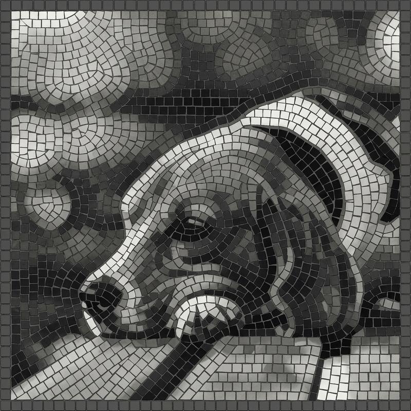 Grayscale Dog Portrait Mosaic Art - 100x100 cm