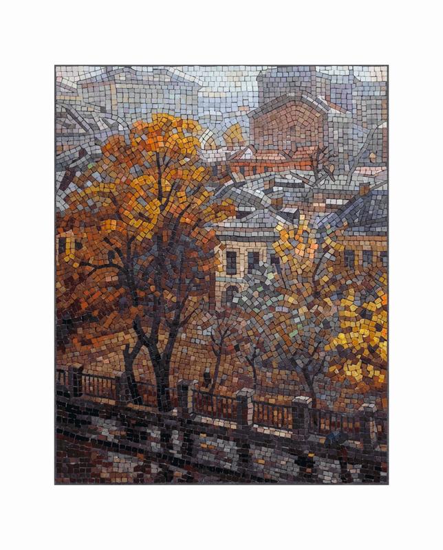 Autumn Cityscape Mosaic Art