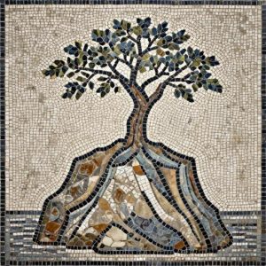 Tree on a Rock Mosaic Art – Custom Opus Tessellatum