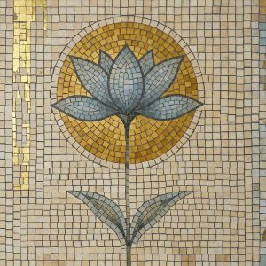 Blue Lotus and Golden Sun Mosaic Art