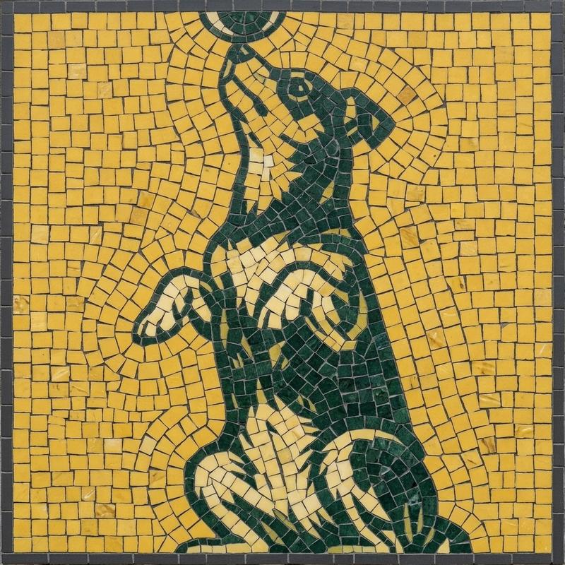 Loyal Dog Mosaic Art - Yellow Background