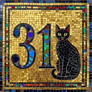 Byzantine Mosaic House Number 31 with Black Cat