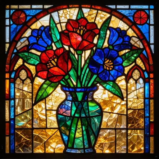 Stained Glass Mosaic 'Vase with Flowers' - Custom Art