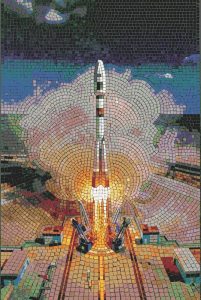 Rocket Launch Mosaic Art – Space Exploration