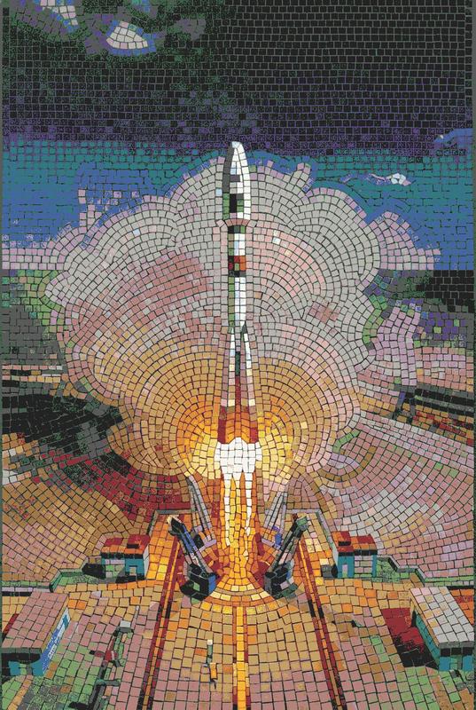 Rocket Launch Mosaic Art - Space Exploration