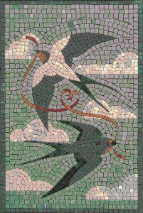 Flying Swallows Mosaic Art – Graceful Birds in Flight
