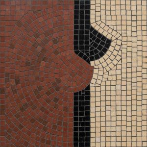 Abstract Geometric Mosaic in Terracotta and Cream