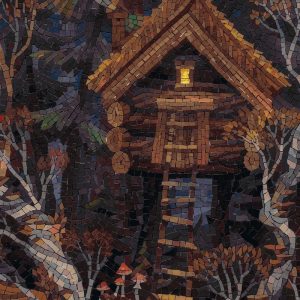 Magical Forest Cabin Mosaic Art