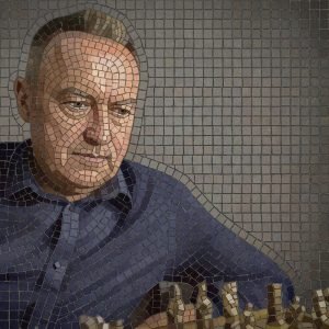 Мозаичный портрет задумчивого мужчины – 100×100 см