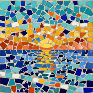 Sunset Over the Sea Trencadís Mosaic Art