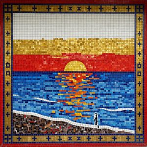 Советская мозаика: Закат над Морем, 100×100 см