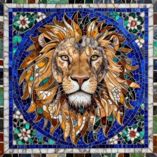 Florentine Mosaic Lion Portrait - Custom Stone Art