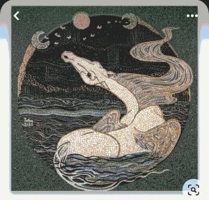 Мозаика «Мифическое существо в ночном океане»