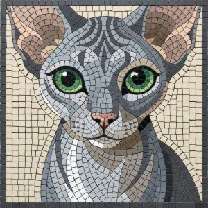 Мозаика «Серый кот» — Элегантный портрет животного