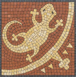 Котик в прыжке на мозаике