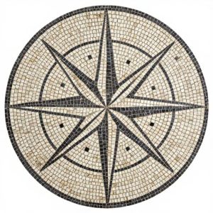 Compass Rose Mosaic Tabletop – Opus Tessellatum Style