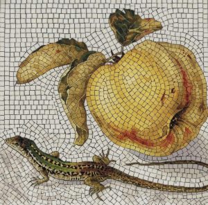 Лягушка и яблоко в мозаике