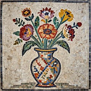 Colorful Floral Bouquet Mosaic Art – Opus Tessellatum