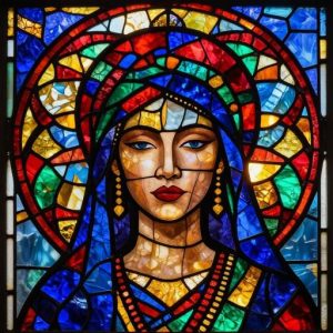 Витражная мозаика портрета женщины из Африки