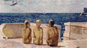 Three Figures by the Sea – Mosaic Art