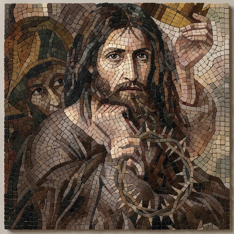 Классическая AI мозаика: Иисус с длинными волосами