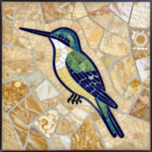Мозаика «Колибри на закате» в стиле Opus Incertum