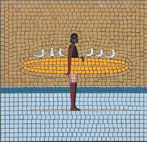 Golden Halo and Birds Mosaic Art