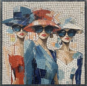 Elegant Women in Hats Mosaic Art