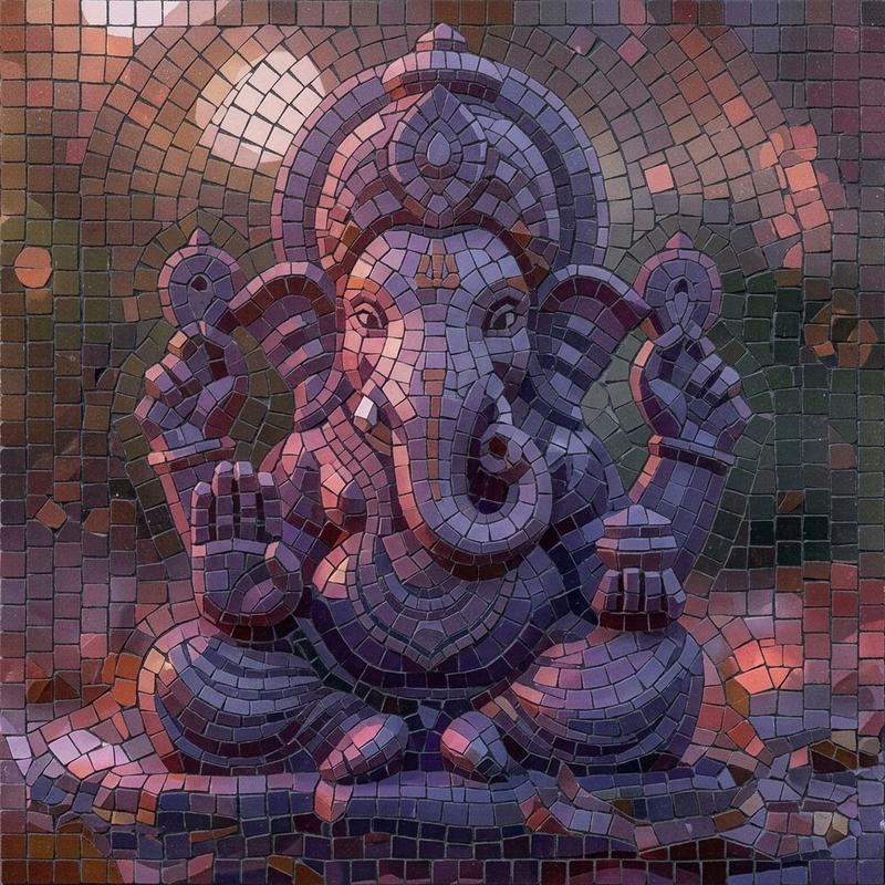 Ganesha Mosaic Art - Spiritual Divine Elephant Deity
