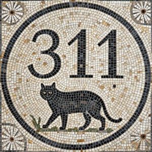 Custom Black Cat and Number 311 Mosaic Art
