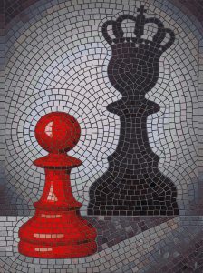 Red Pawn and Shadow King Mosaic Art