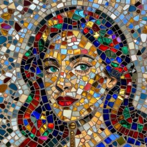 Colorful Woman Mosaic Portrait – Opus Incertum Art