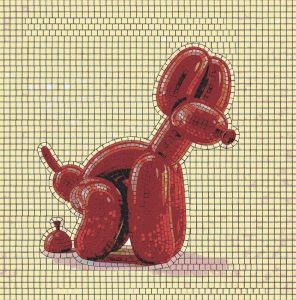 Мозаика «Красный пес из шаров» 60×60 см