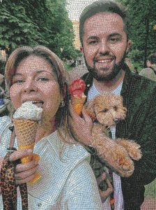 Мозаика «Счастливый момент с собакой и мороженым»