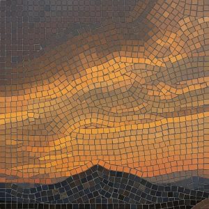 Mountain Sunset Mosaic Art – Handcrafted Wall Decor