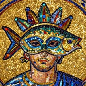 Византийская мозаика: Портрет в венецианской маске-рыбе