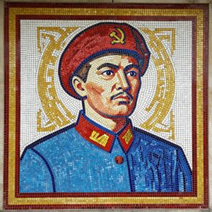 Портрет пионера в стиле Советская мозаика