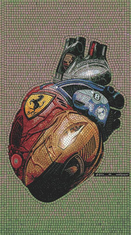 Automotive Heart Mosaic Art - Passion for Speed