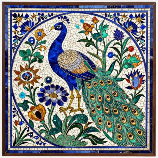 Florentine Mosaic: Peacock Decorative Panel from Wood Veneers