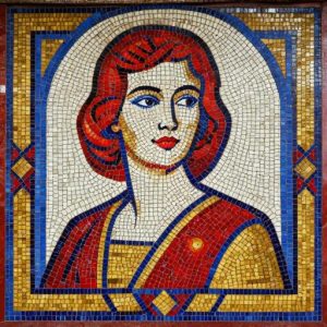 Soviet Mosaic ‘Beautiful Girl’ – Vintage Portrait Art