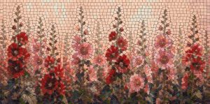 Red and Pink Floral Mosaic Art – 120×60 cm