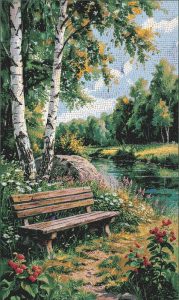 Peaceful Riverbank Mosaic Art – Nature Serenity