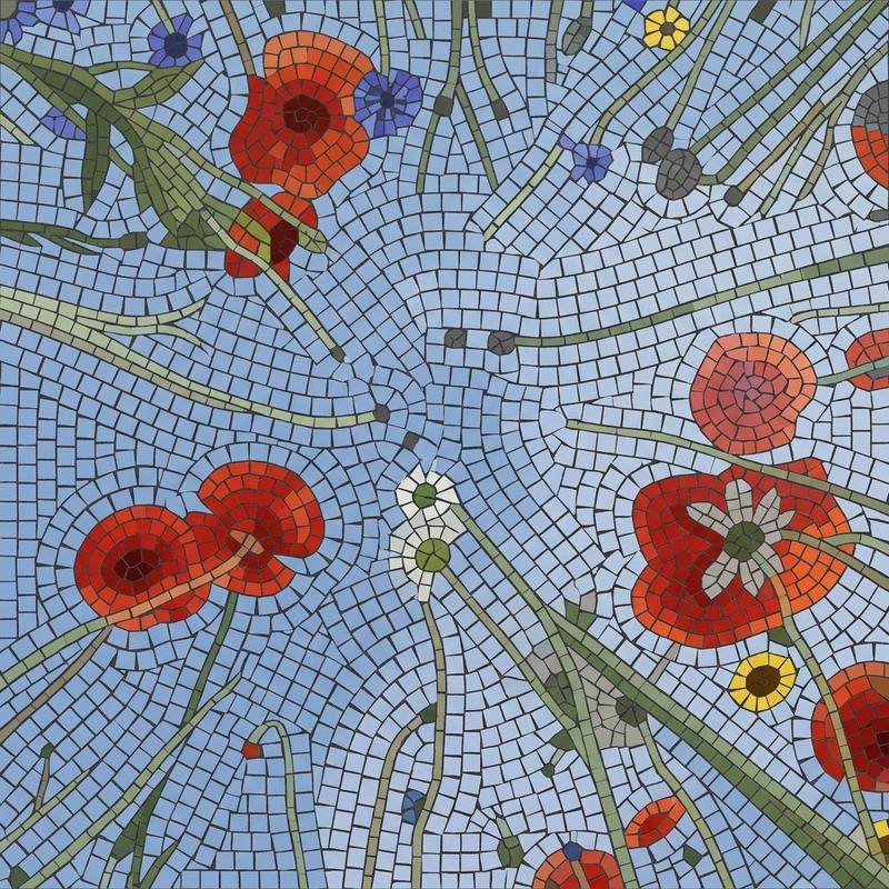 Классический мозаичный портрет красных маков