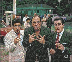 Mafia Style Mosaic Art – Three Gangsters